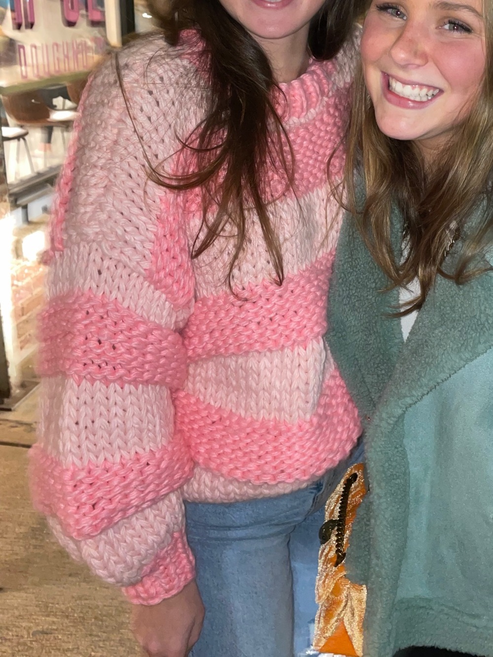 Missguided + Oversized Pink Striped Chunky Knit Sweater - Picture 4 of 4